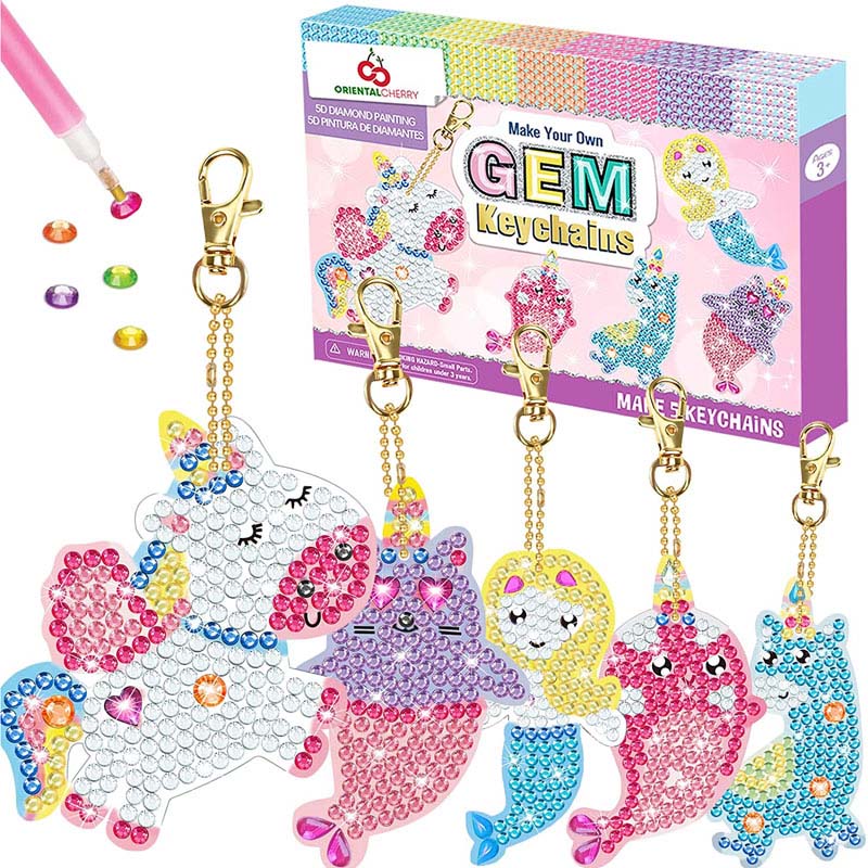 5D Almasi Keychains Kids DIY Art Crafts